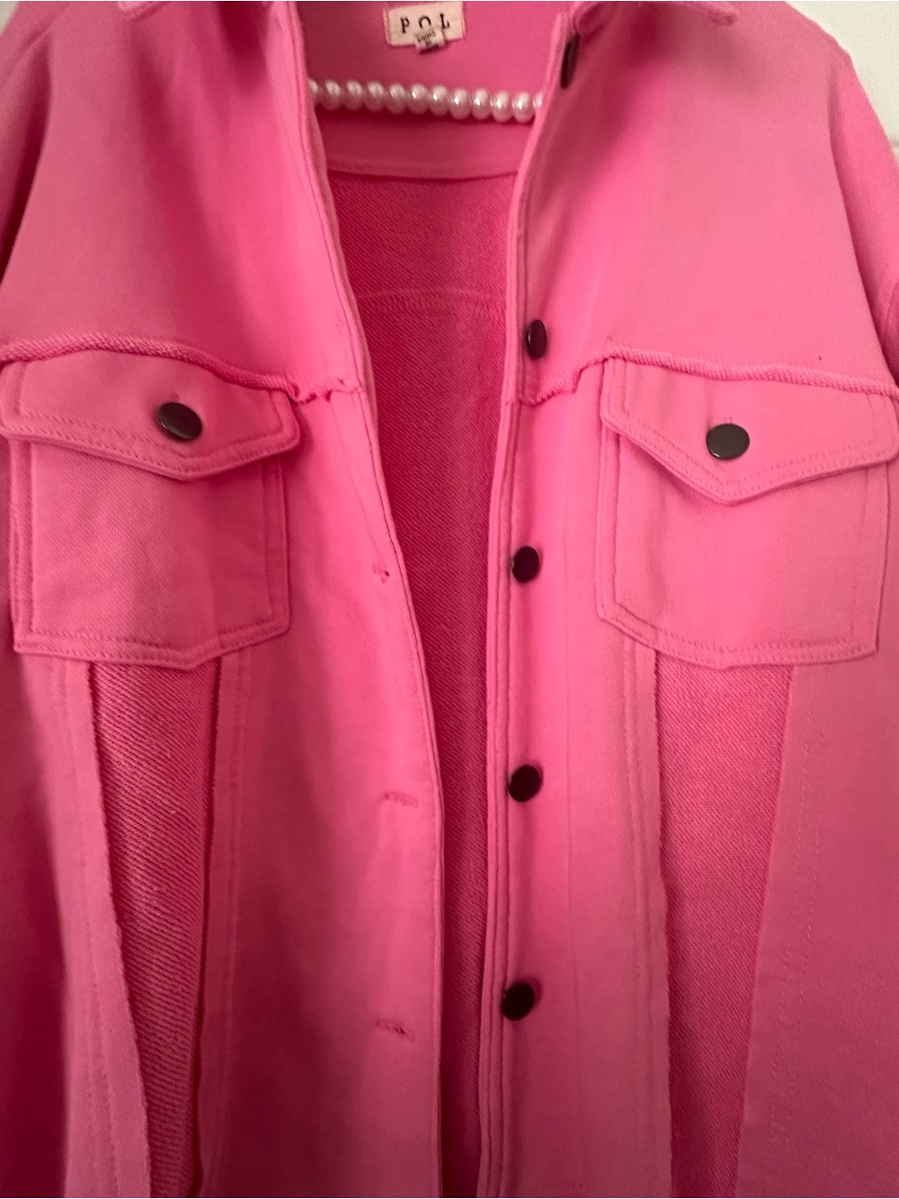 Pol Bubblegum Pink Distressed Crop Jacket - Picture 3 of 10